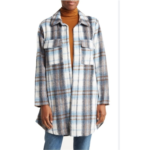 Melloday Plaid Shacket Longline Jacket size 2X - Picture 1 of 11